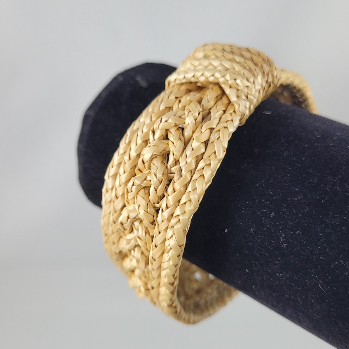 Woven Five Strand Raffia Braided Straw 1 Inch Bangle Bracelet.jpg