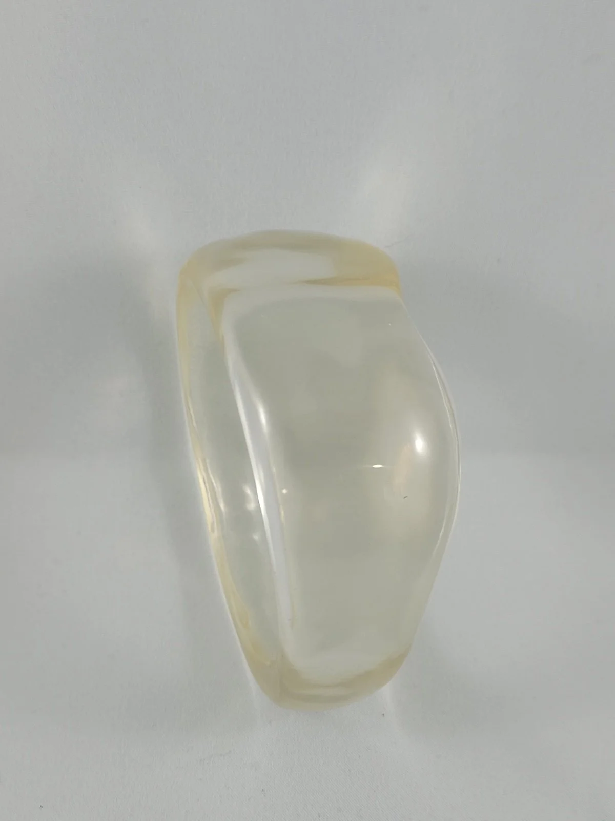 Space Age 1960's Asymmetric Freeform Champagne Lucite Oversized Bracelet Bangle -6.jpg