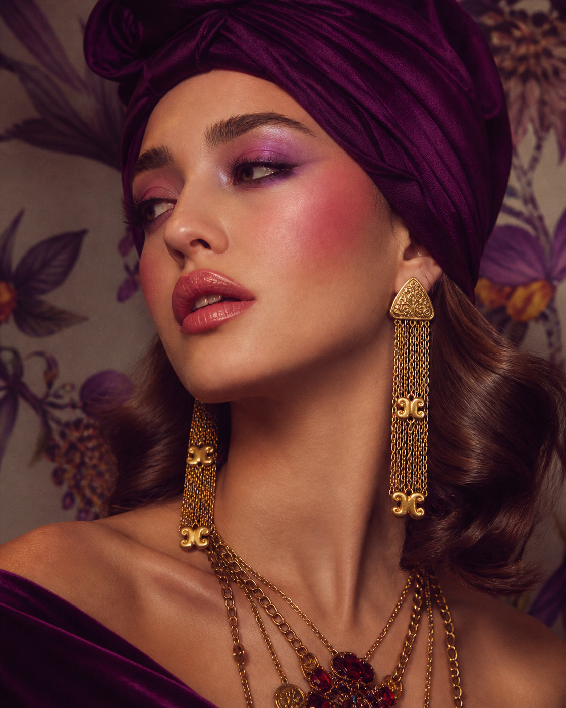 DKNY Donna Karan New York Etruscan Revival Dangle Chain Matte Gold Clip Earrings - Model.png