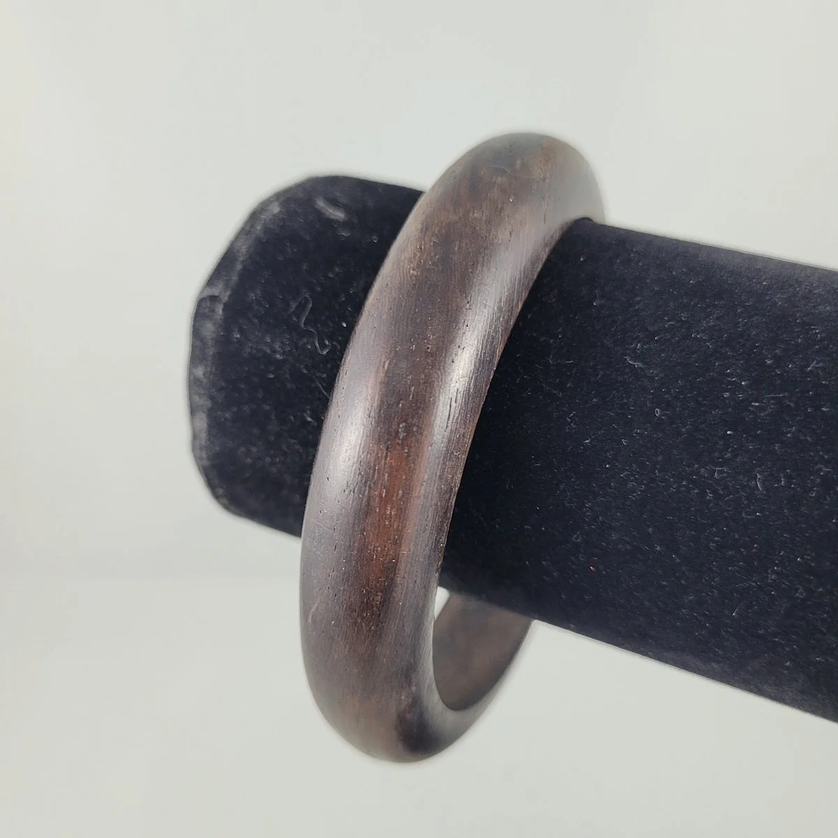 Solid Natural Ebony Wood .625 Inch Domed Bangle Bracelet -1.jpg
