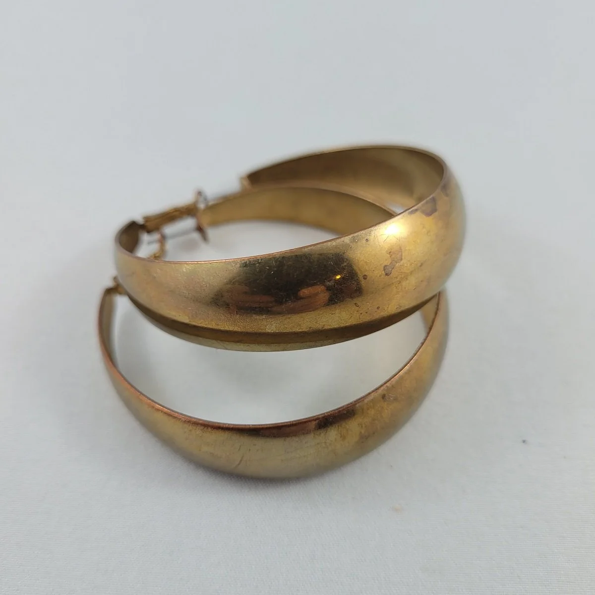 Oversized Brass-tone .625 Wide Domed 2.25 Inch Hoop Pierced Earrings -2.jpg