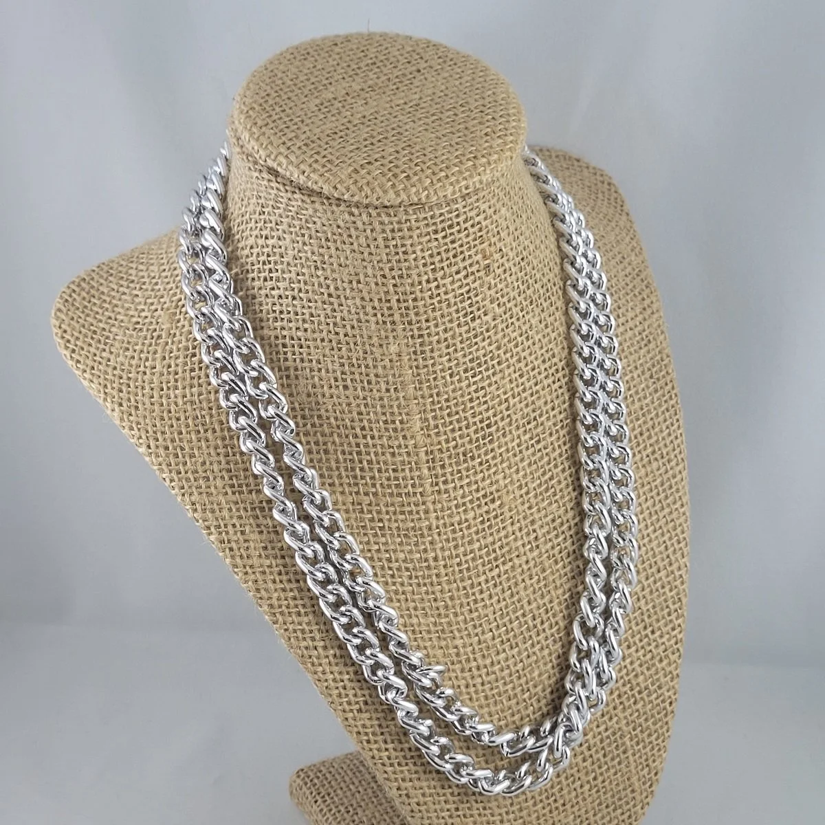 Monet Convertible Silver-tone Electroplated Aluminum Classic Curb Rope Link Chain Necklace