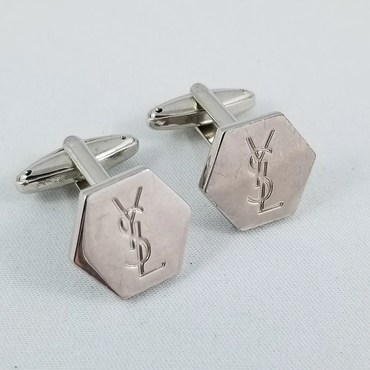 YSL Yves Saint Laurent Style Hexagonal Logo Cufflinks.jpg