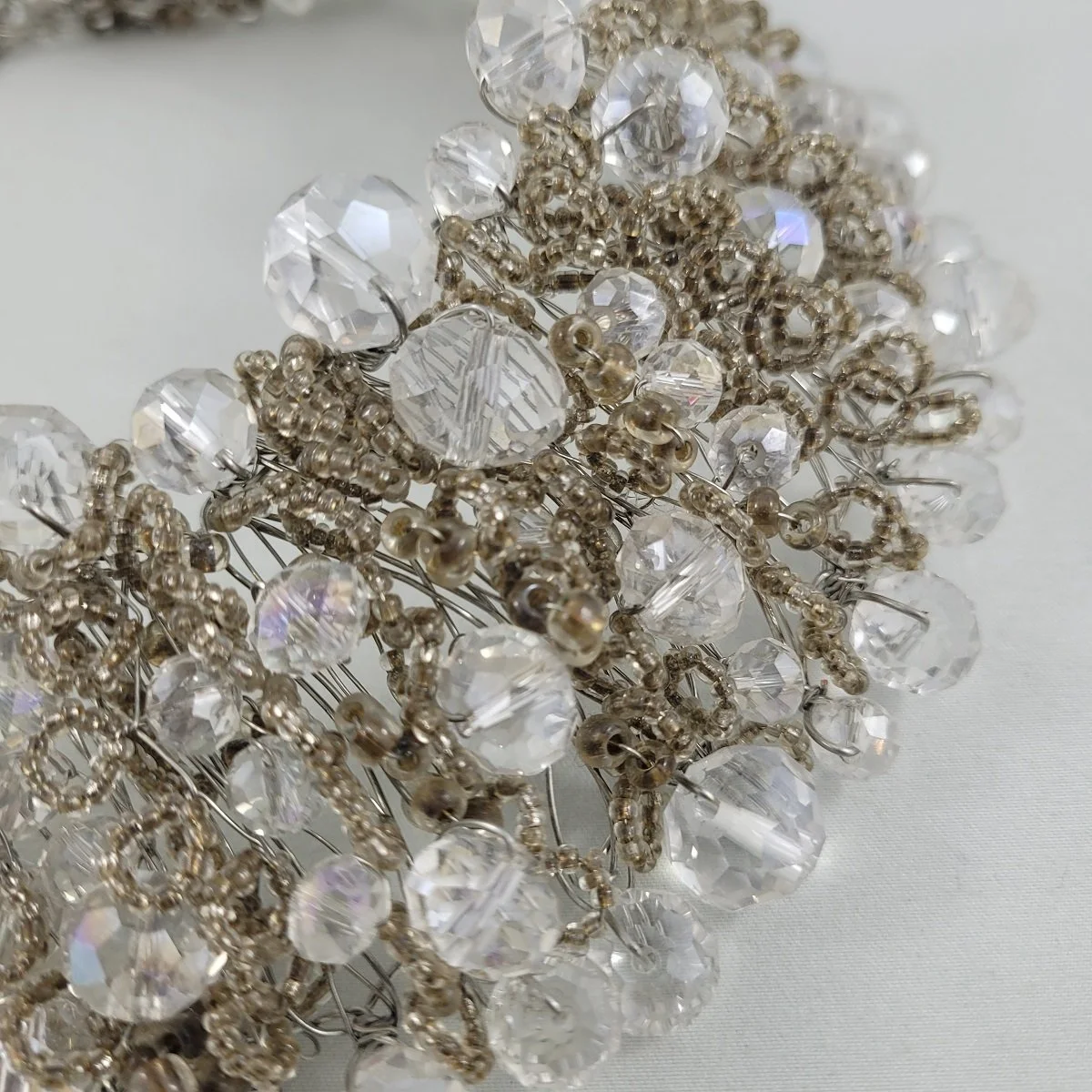 ALDO Wire Cluster Faceted Crystal Bead Statement Bib Choker Collar Necklace 1 (Copy)