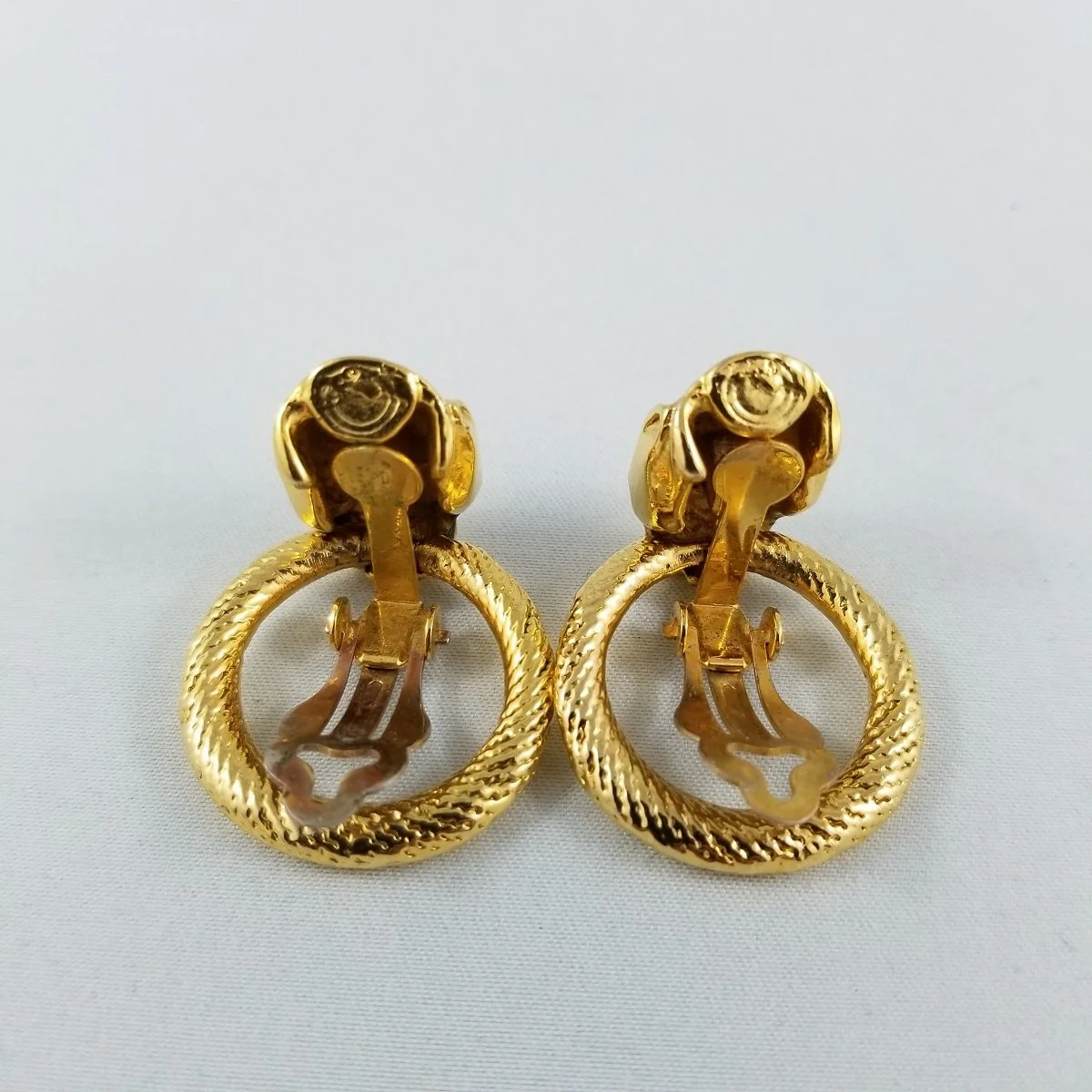 Panther Leopard Head 1980's Couture Door Knocker Gold Rhinestone Eye Clip-on Earrings -3.jpg