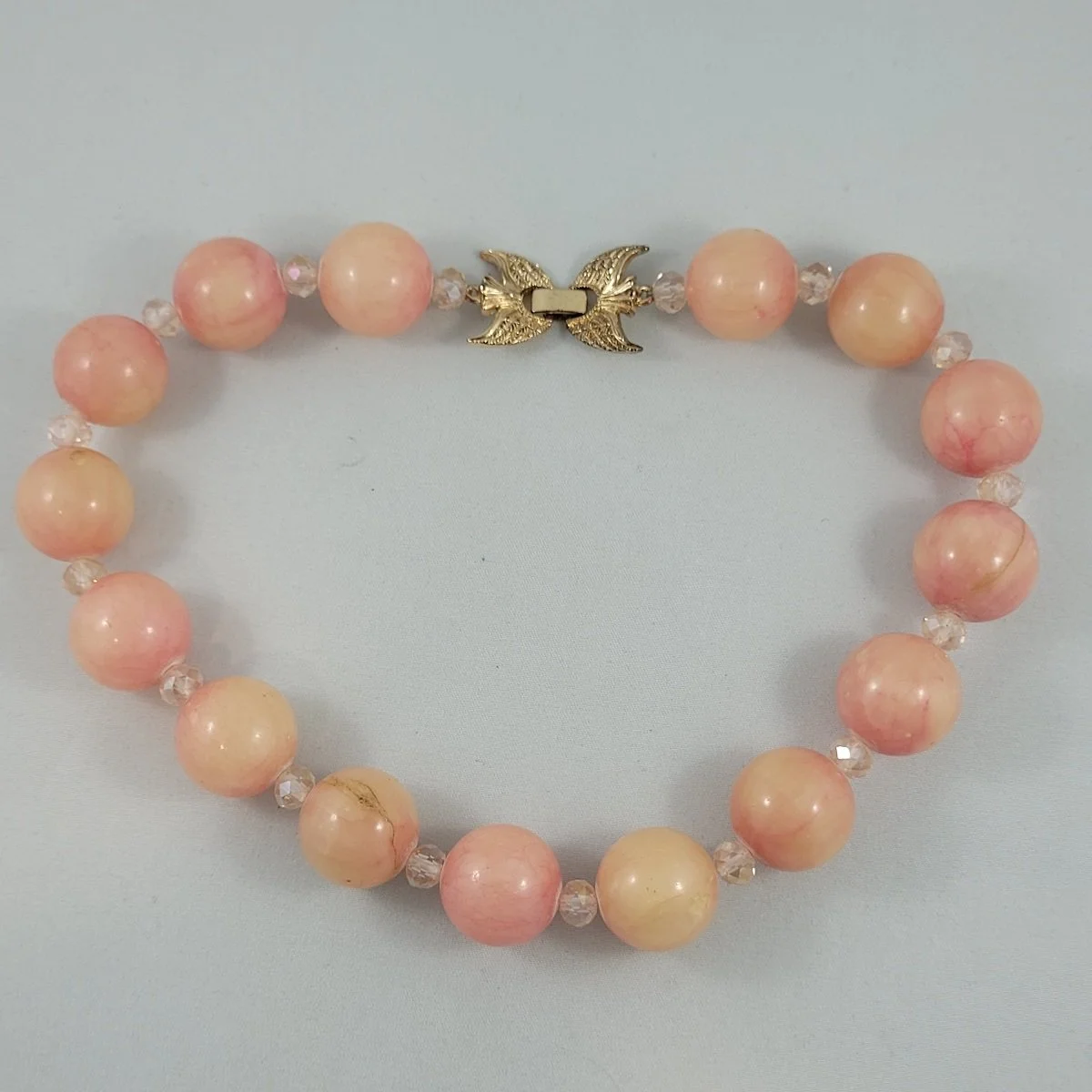 Hefty Polished Genuine Rose Quartz Gemstone Round Bead Faceted Clear Crystal Choker Necklace -1.jpg (Copy)