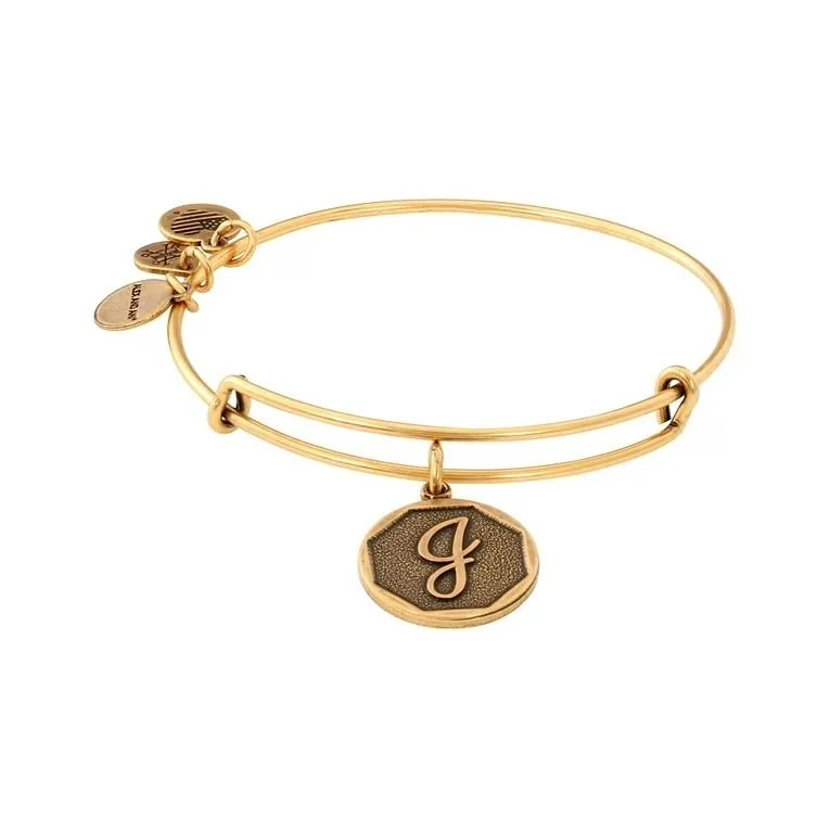 Alex and Ani 2016 Initial Letter J Charm Bangle Bracelet Rafaelian Gold Finish -2.JPG