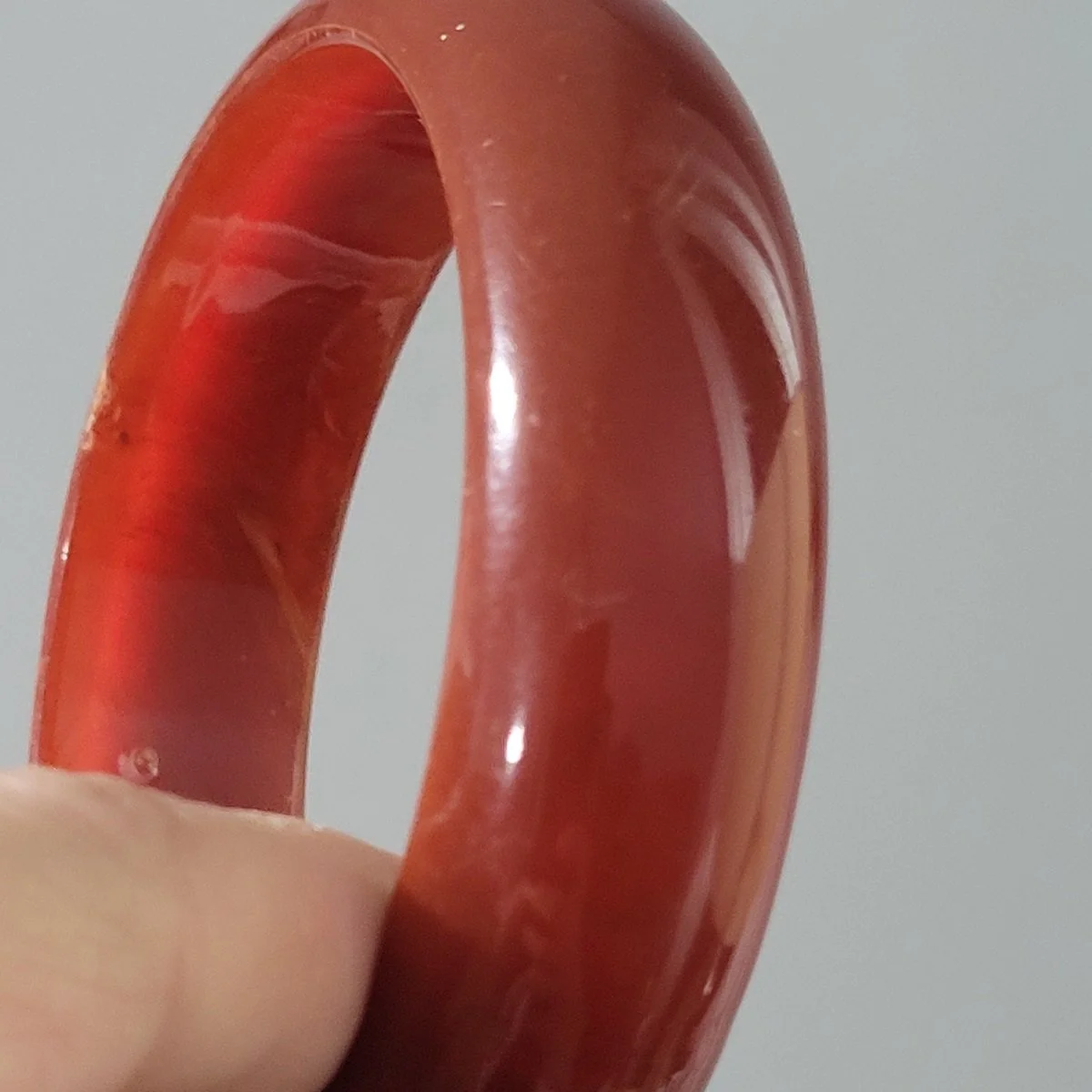 Oyonnax French Translucent Deep Caramel Seamless High Dome Rhodoid Bangle Bracelet -4.jpg (Copy)