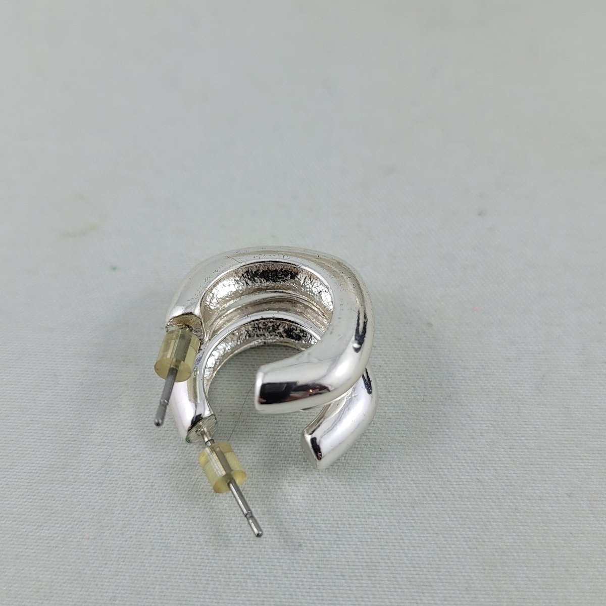 Electroform Sterling Silver Puffed Square Tube 34 Huggie Hoop Pierced Earrings -F.jpg