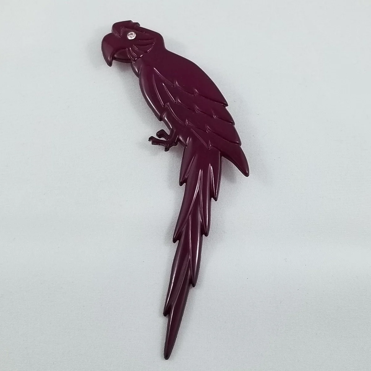Buch + Deichmann Denmark 1970's Eggplant Purple Nylon Parrot Bird Brooch