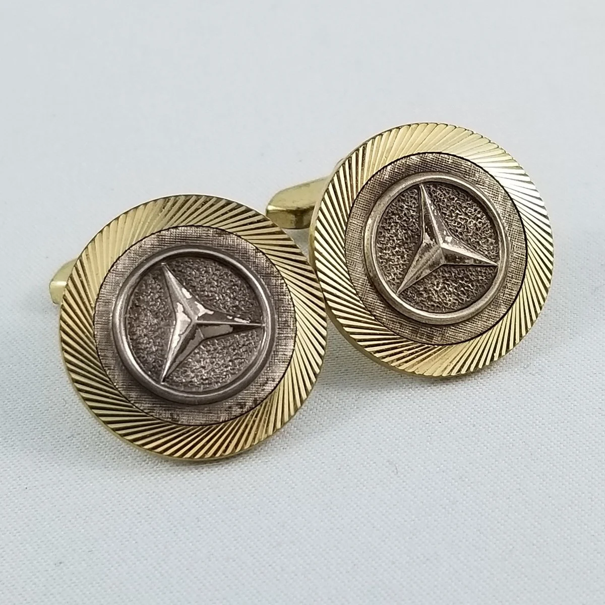 Mercedes-Benz 1960’s Fluted Sunburst Two-Tone "Whale-Tail" Cufflinks