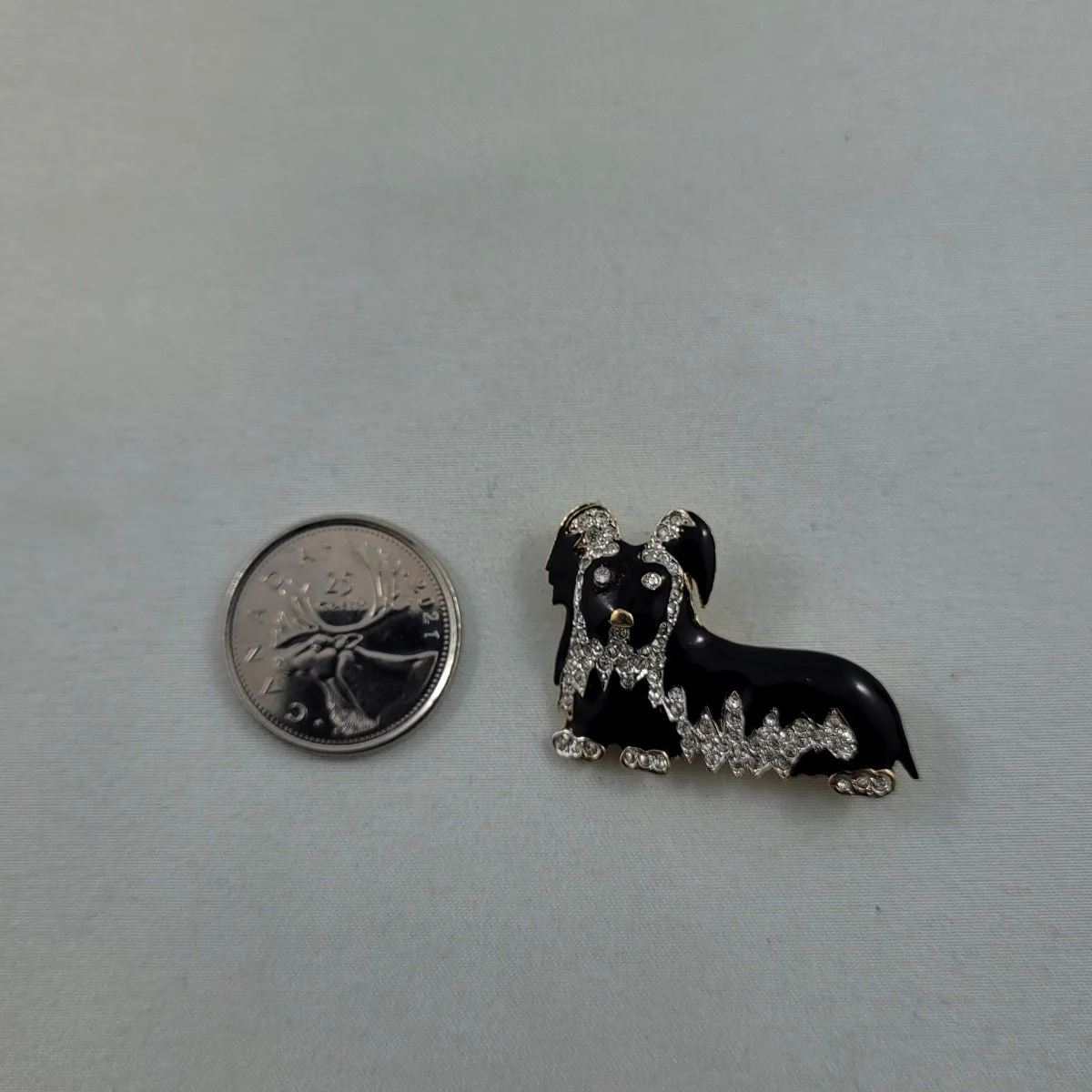 D'Orlan 22Kt Gold Plated Black Gloss Enamel Pave Crystal Rhinestone Silky Terrier Lhasa Apso Dog Brooch -3.jpg (Copy)