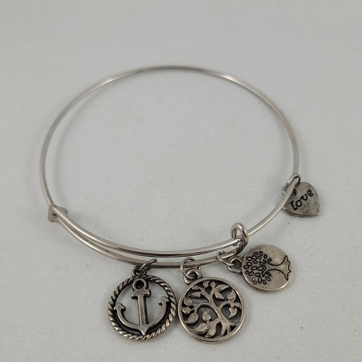 Alex and Ani Anchor Double Tree Charm Bangle Bracelet Polished Silver-tone Finish -1.jpg