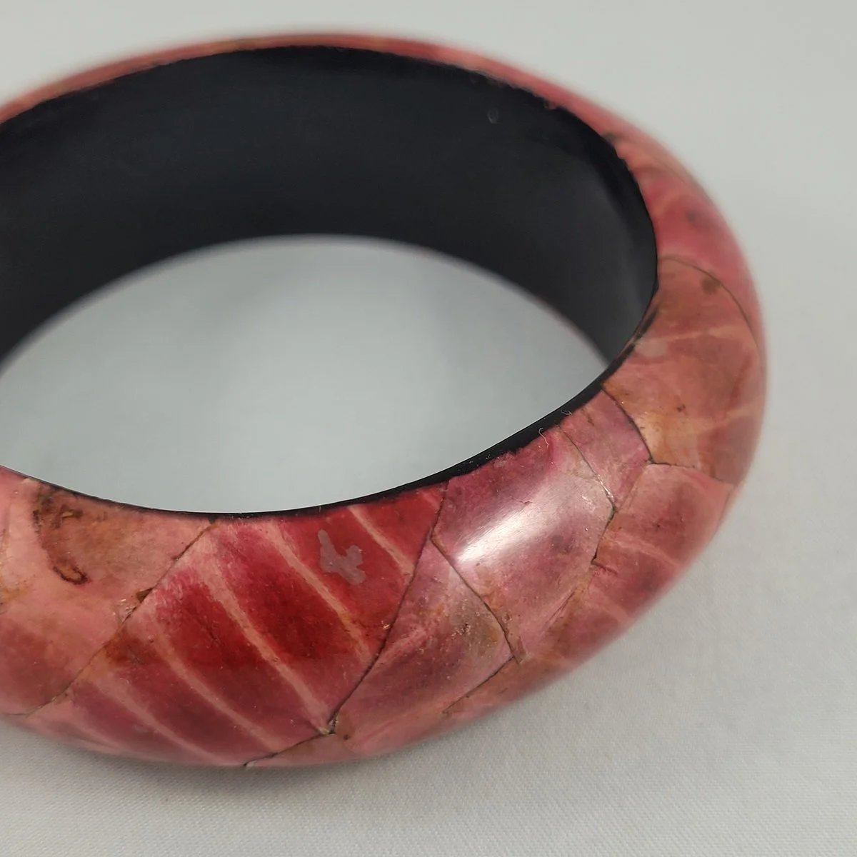 Holt Renfrew Mosaic Wood Resin Wide Domed Bangle Bracelet -1.jpg (Copy)