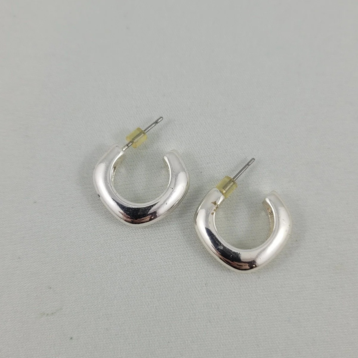 Electroform Sterling Silver Puffed Square Tube U-Hoop Pierced Earrings.jpg