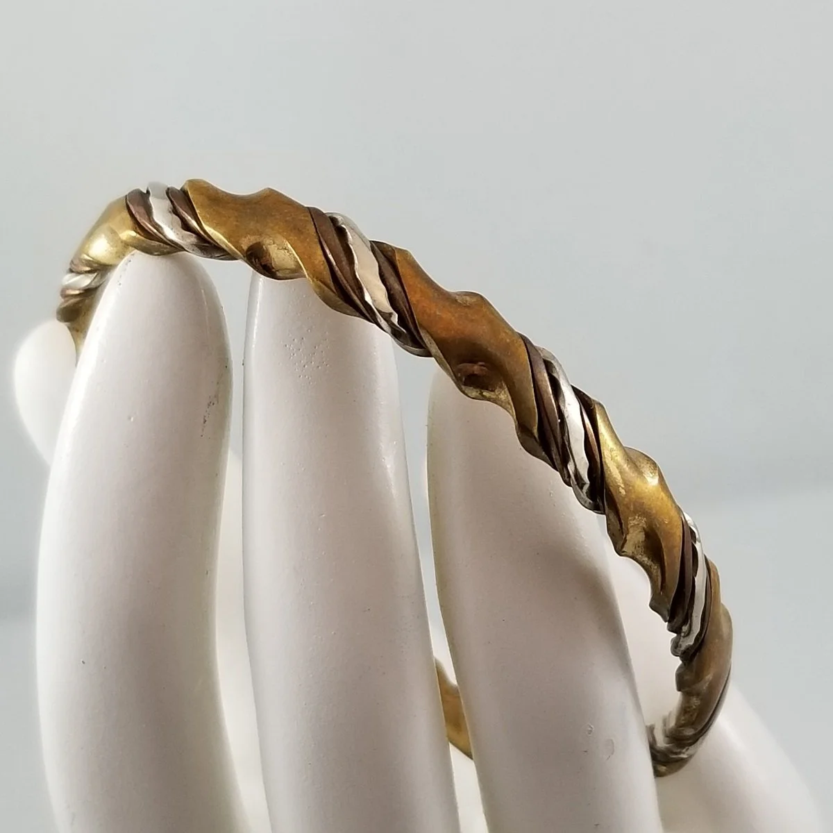 Sergio Lub 1990's Magnetic Tri-Metal Woven Cuff Bracelet Handmade USA
