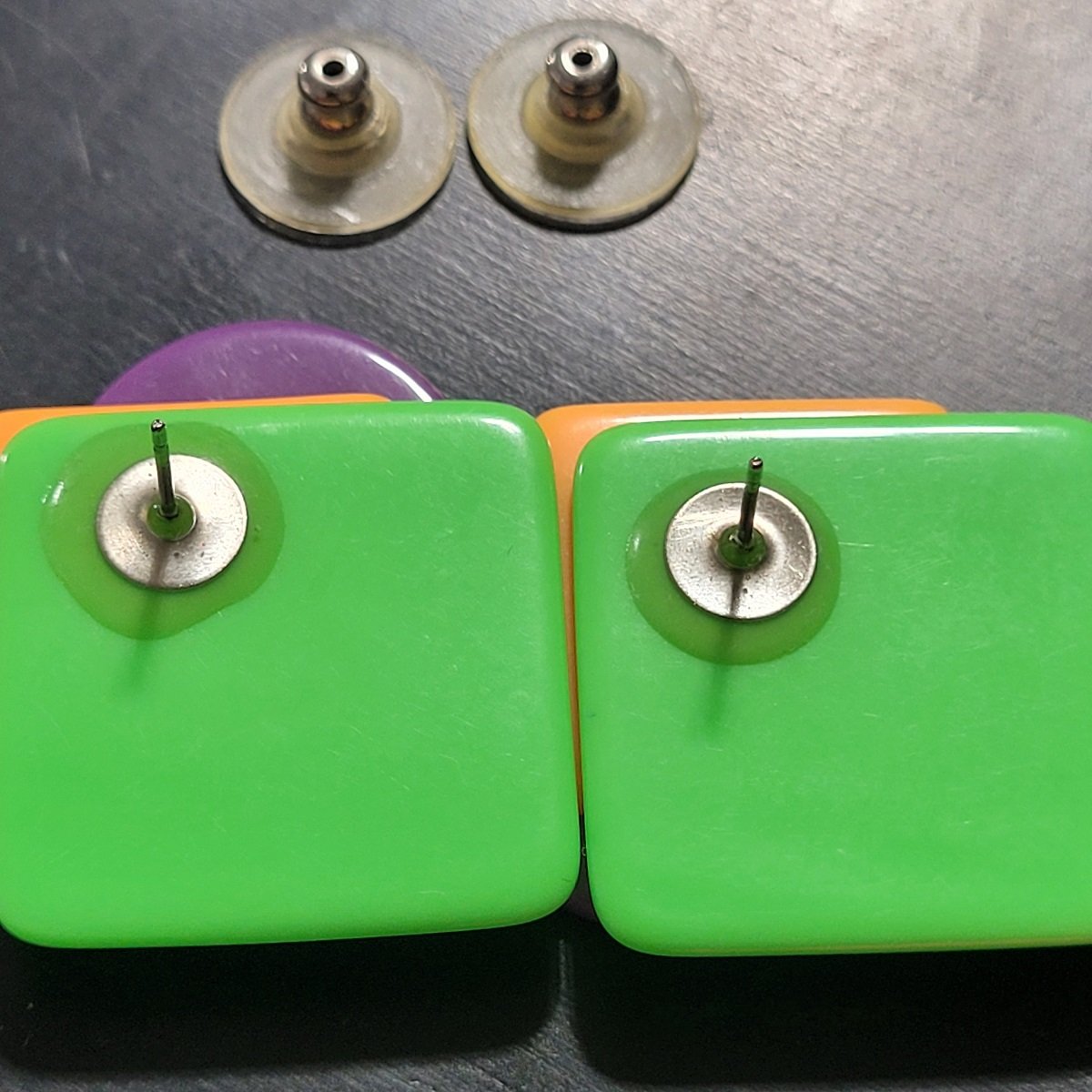 Triple Stacked Lucite Geometric Colour Block Pierced Earrings -4.jpg (Copy)