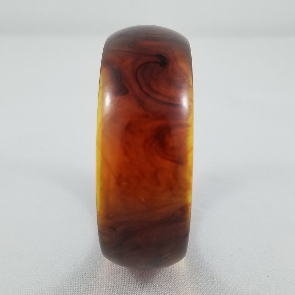 Art Deco 1940's Prystal Bakelite Root Beer Swirl Domed 1-Inch Wide Bangle Bracelet -2.jpg
