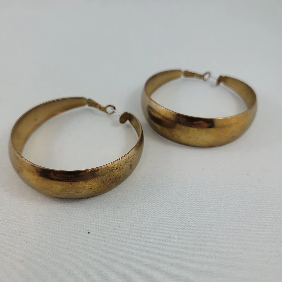 Oversized Brass-tone .625 Wide Domed 2.25 Inch Hoop Pierced Earrings -1.jpg