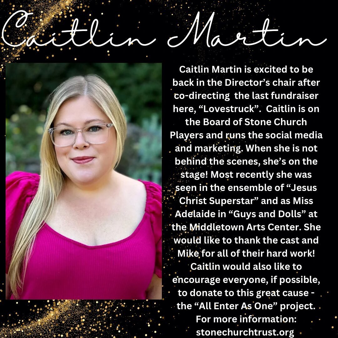 Meet the Team of &ldquo;Comedy Tonight, A Musical Fundraiser&rdquo;! Director - Caitlin Martin 

Caitlin Martin is excited to be back in the Director&rsquo;s chair after co-directing  the last fundraiser here, &ldquo;Lovestruck&rdquo;. Caitlin is on 