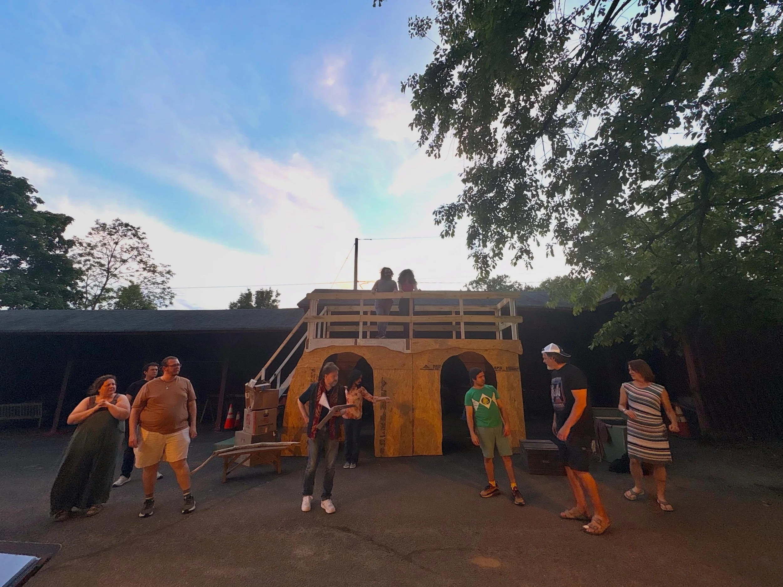 Magic is afoot right now at our beloved homebase! 

The set is coming together, the actors are learning to move without their books, and nature is welcoming us with beautiful sounds and skies. 

We open in two weeks!