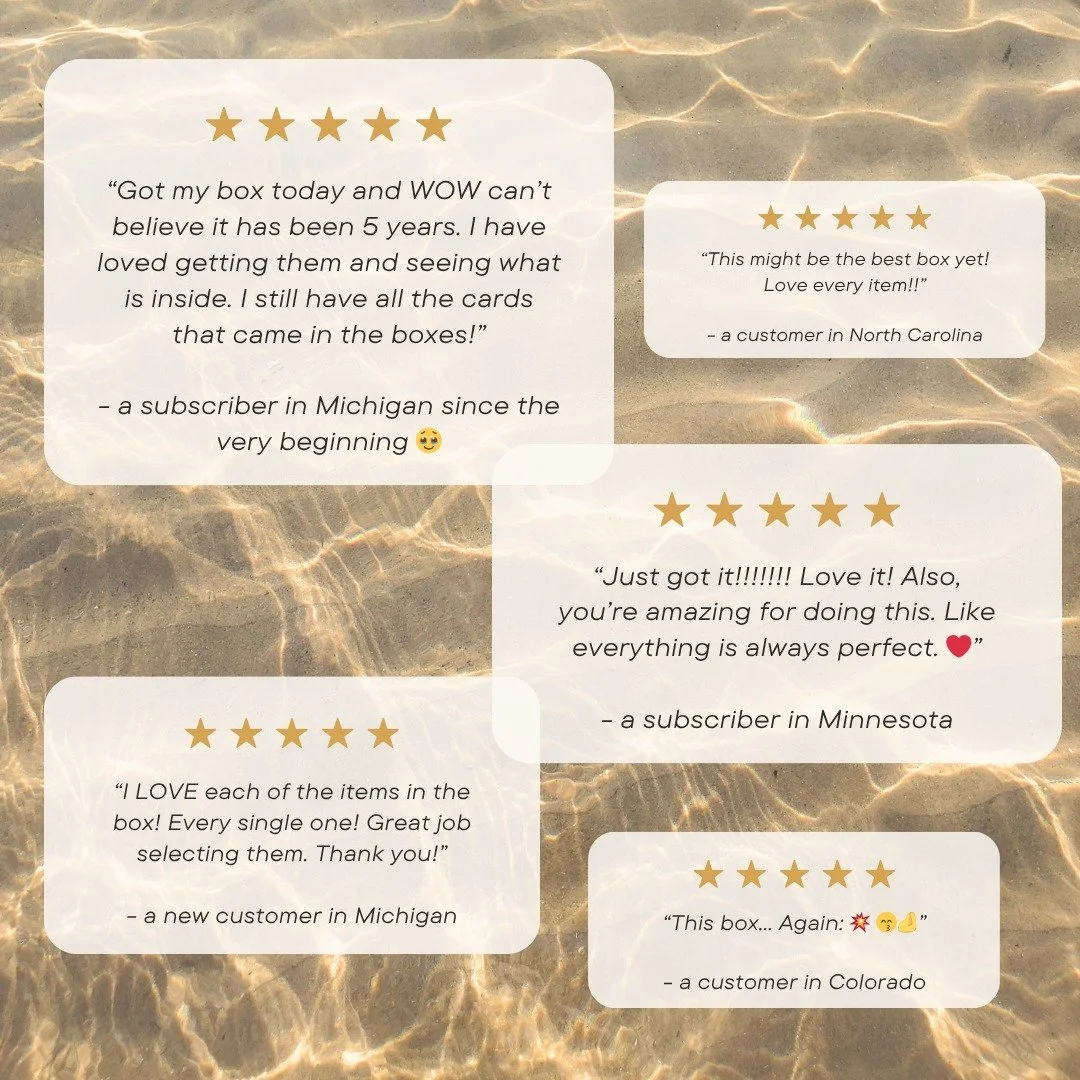 Real messages I've gotten from you guys recently. 🥹 

Can I just say (again) how grateful I am for those of you who subscribe to my boxes? Some of you have been opening these boxes since the very beginning over five years ago. Others joined recently