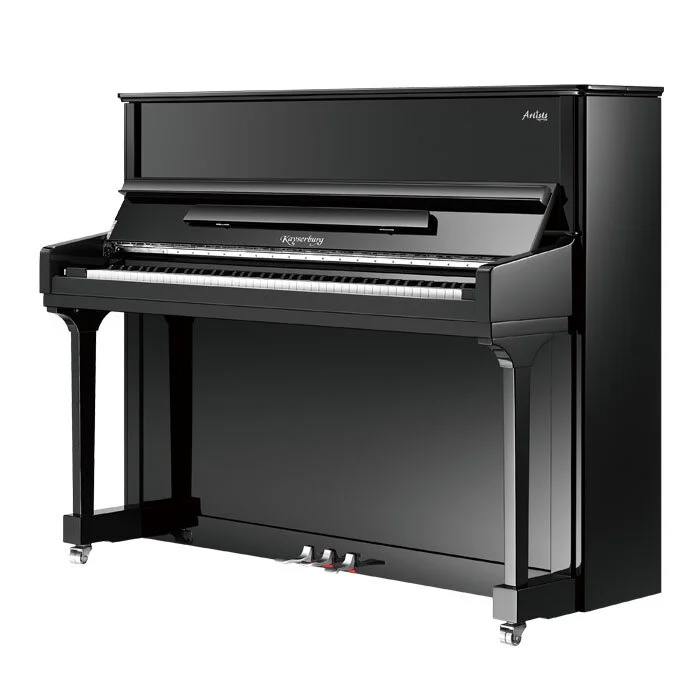 121cm upright piano  Perfect for smaller homes or studios, 121cm uprights is a classic upright piano size - enough to offer a clean and balanced tone without overpowering smaller rooms.