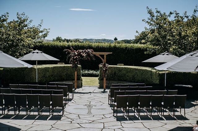 A courtyard ceremony for Steph &amp; Matt. Love that wee peek of the ranges in the distance. Photo: @meredithlord #theoldchurchhb