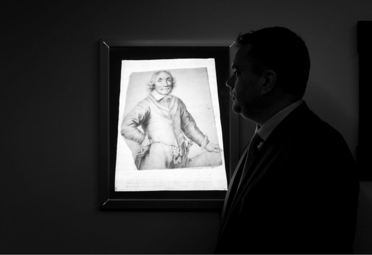 On Jan Lievens' drawing of Admiral Tromp: The original drawing was traded among private collectors. It was last inventoried among the possessions of the English
collector William Mayor, who died in 1874, and last seen in public at an auction of the e