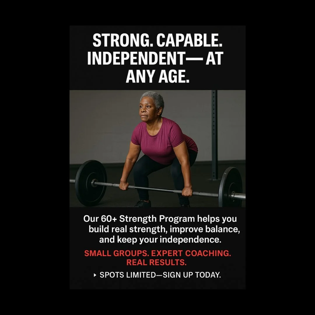 Introducing: IRON AGE.

A strength training program built for adults 60+ who refuse to fade.

Choose your path:
🔹 Personal Training &mdash; 100% tailored, 1-on-1 coaching
🔹 Small Group Coaching &mdash; High-touch, community-driven, results-focused
