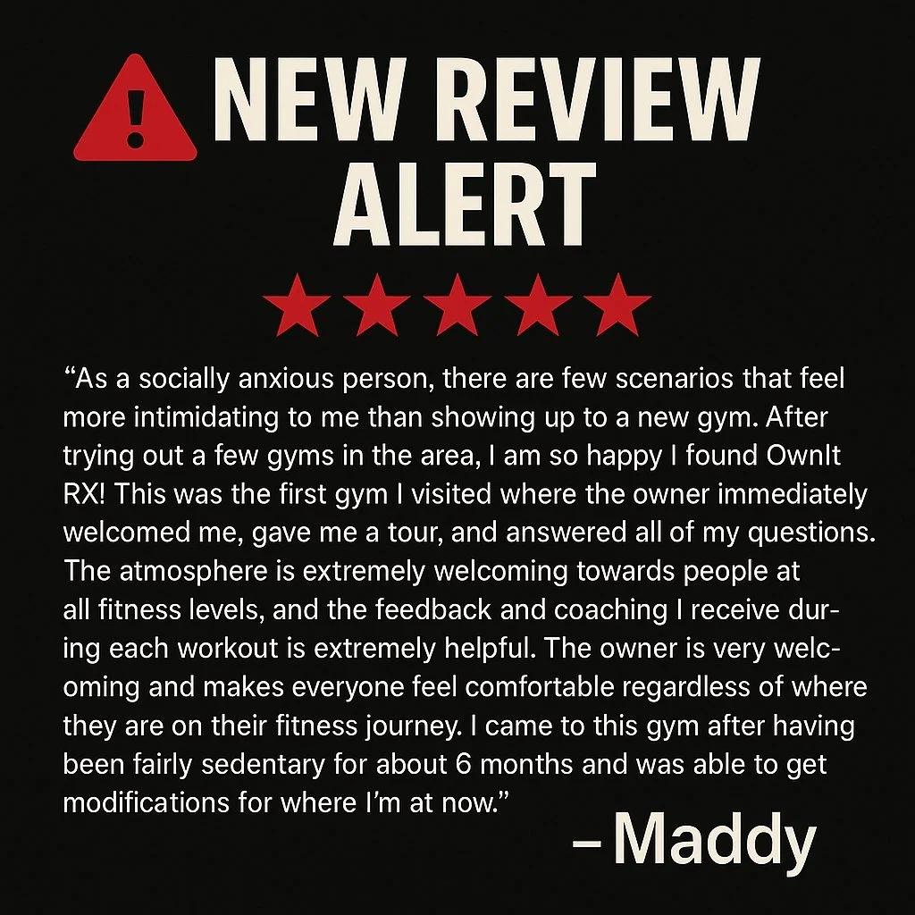 New review just dropped. Maddy found her stride at Ownit Rx&mdash;and she&rsquo;s not looking back. Welcoming vibes, real coaching, real progress.