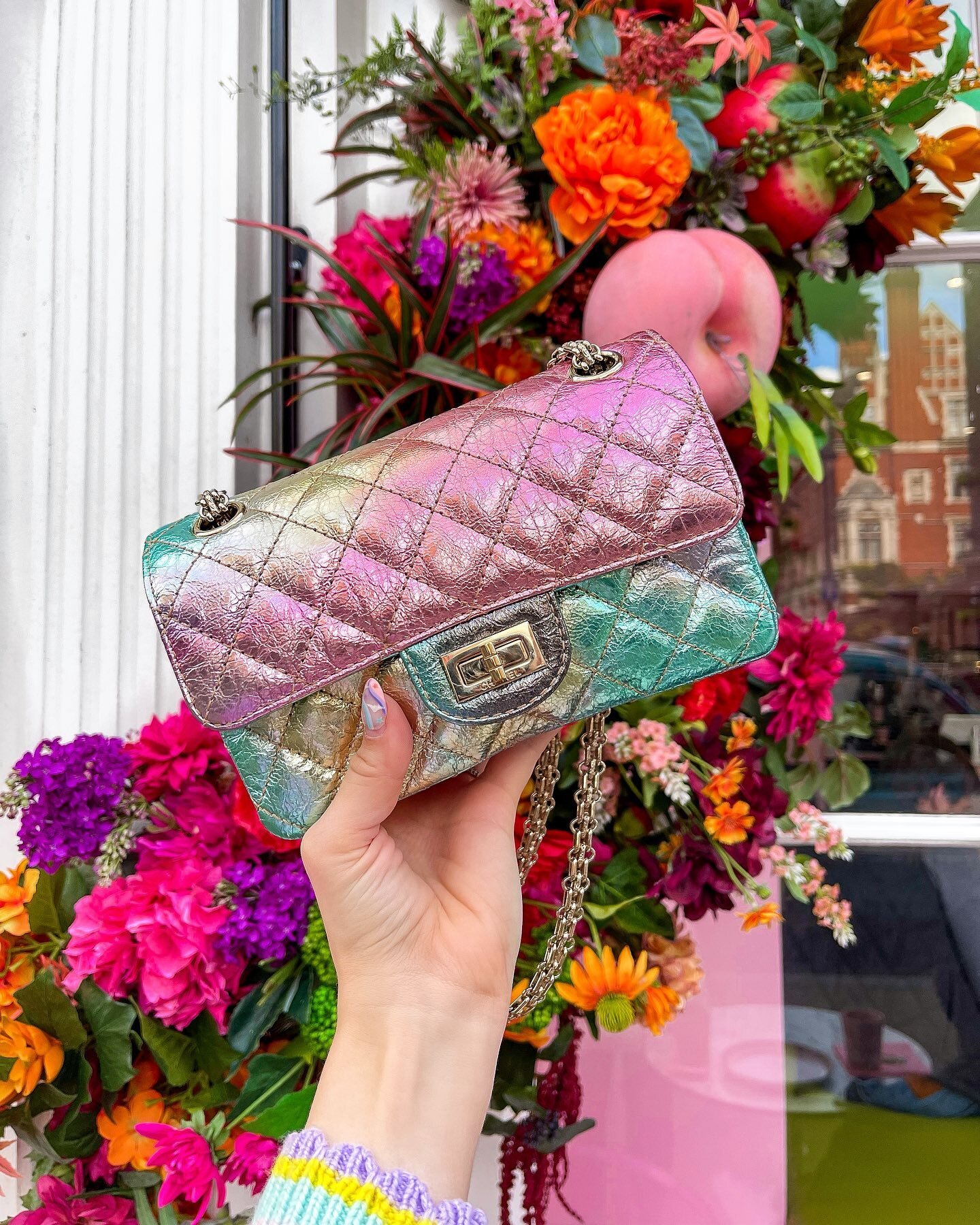 chanel rainbow tweed bag