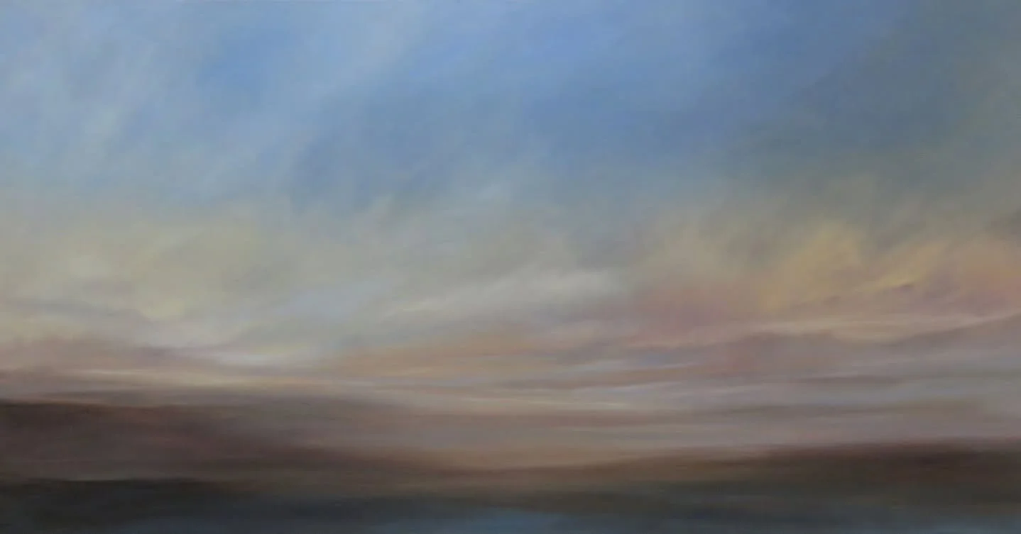 Beside Quiet Waters, original oil painting on canvas 24x48. 
Since we moved to Vancouver Island, I'm seeing so many places that remind me of recent paintings I created prior to moving here. 
I'm so grateful to see the ocean every day from my home and