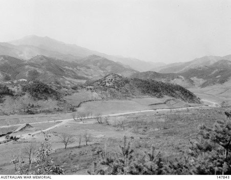 The View from B Company Position overlooking the road which Chinese troops attacked from.