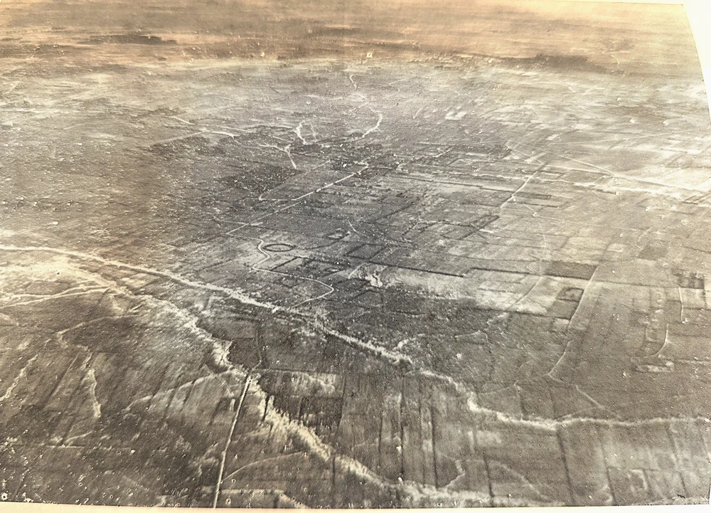  Aerial view of the battlefield prior to the attack.  