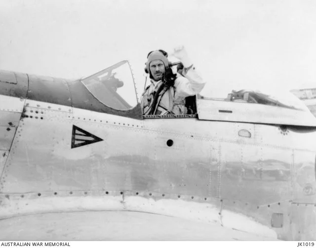  Wing Commander Spence in his Mustang 