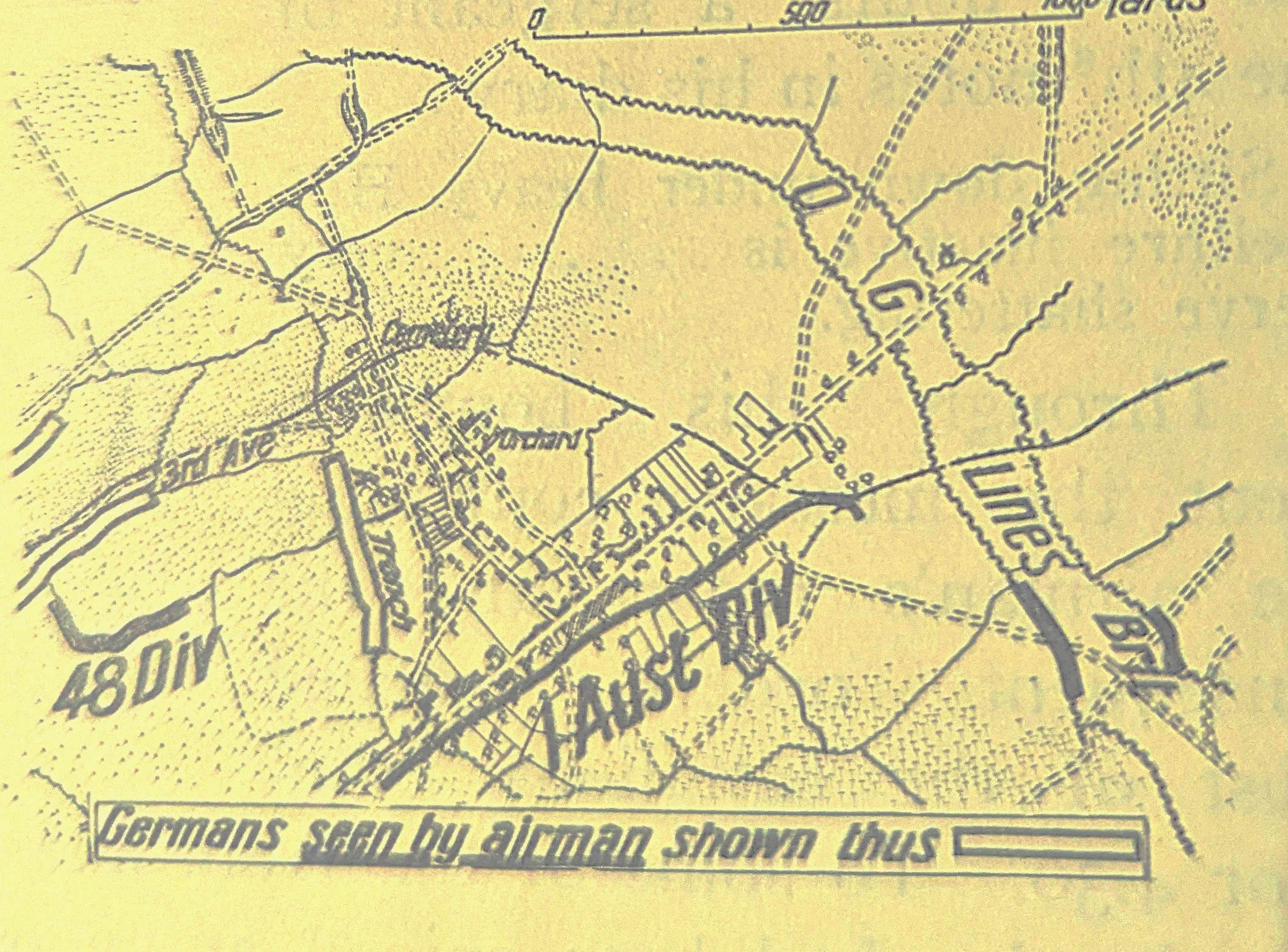 Location of German pockets reported by airman.   Courtesy Official History.  