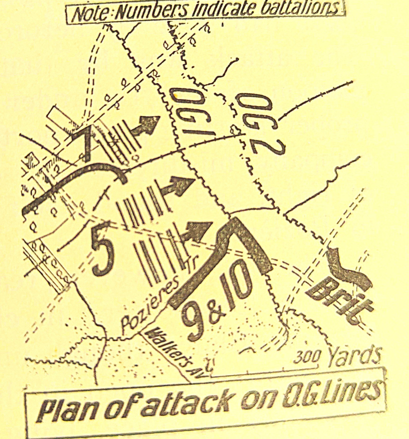  The planned attack on the southern end of the OG lines.   Courtesy Official History.  