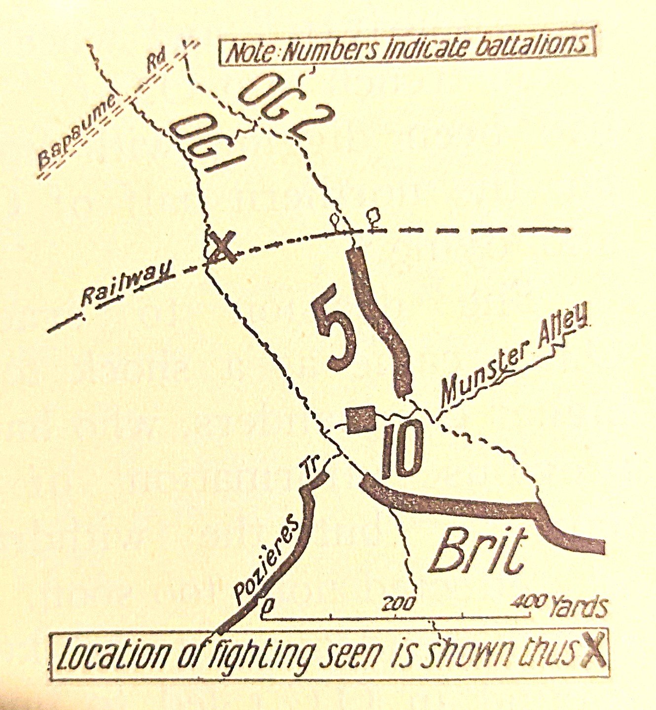  5th Battalion in OG2 and 10th Battalion in the communication trench.   Courtesy Official History.  
