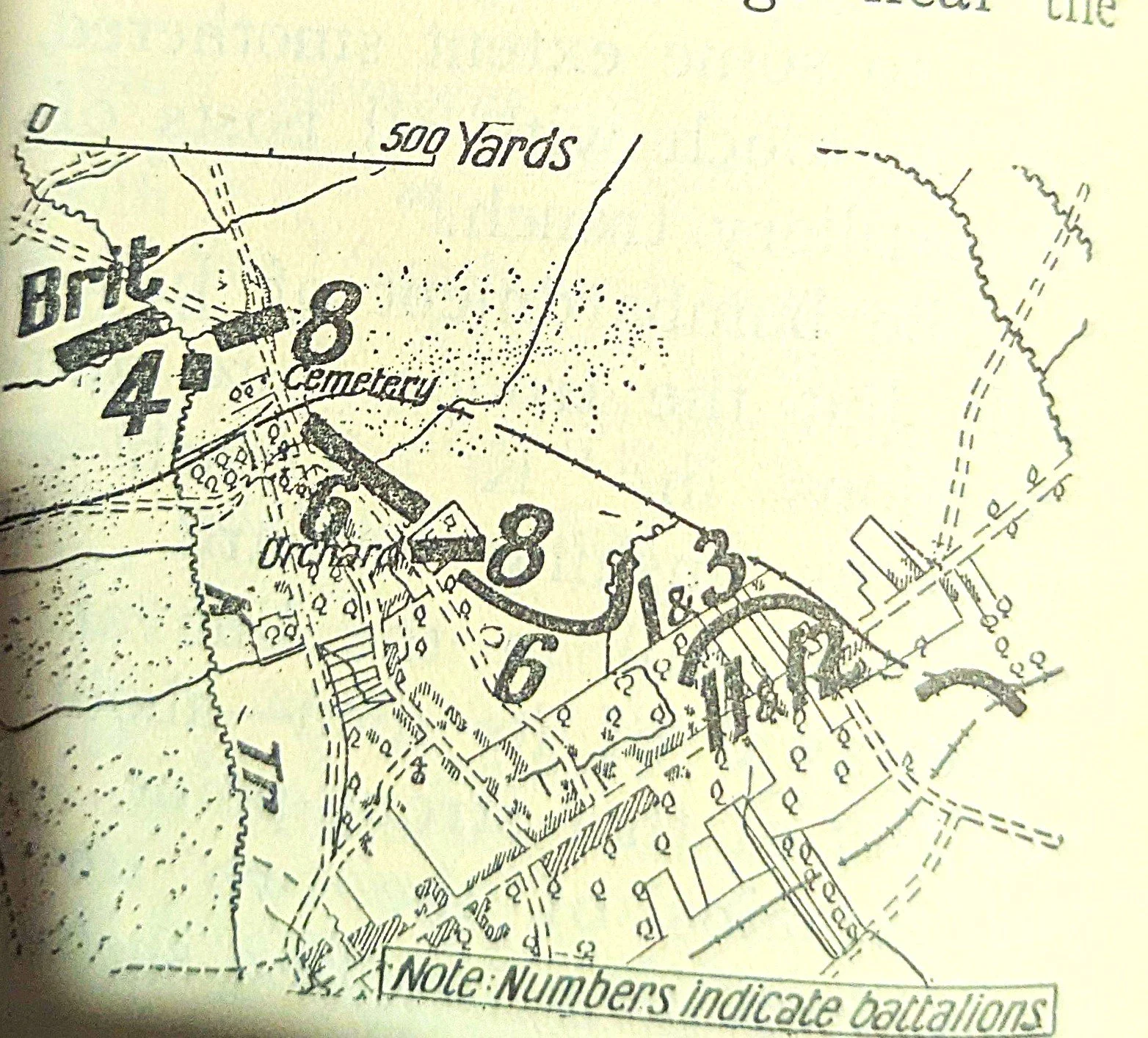  Final positions in the northern sector 25th July.   Courtesy Official History.  