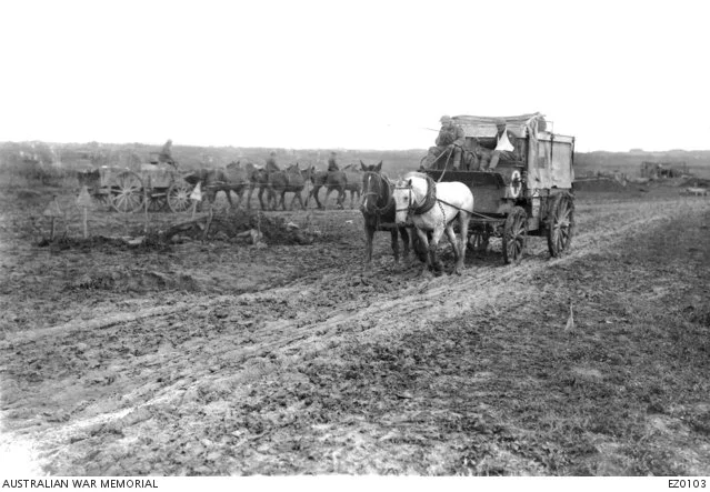  Australian wounded being evacuated down Sausage Valley.  