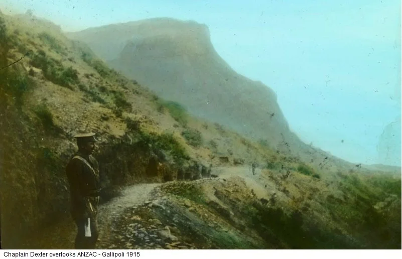  Dexter overlooking Gallipoli  Courtesy -  https://www.bwm.org.au/soldiers/Walter_DexterNDD.php  