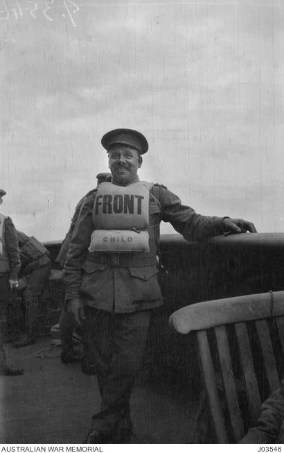  Walter Dexter on board ship.   Courtesy - Australian War Memorial  