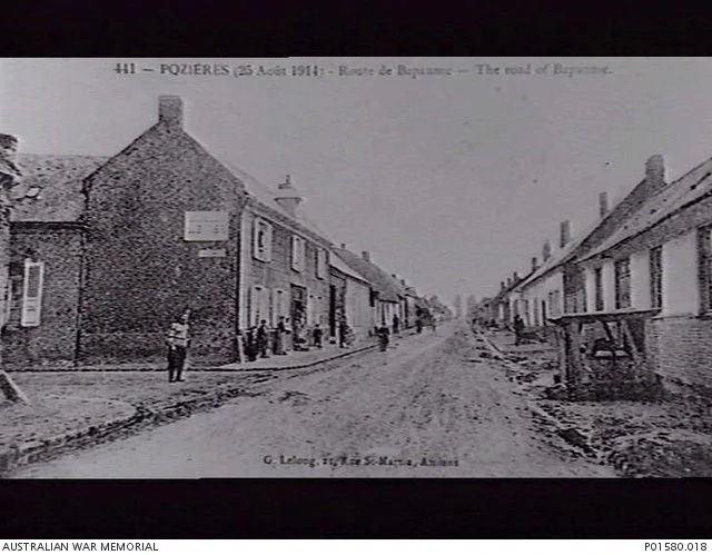  The village of Pozieres before the war. The road is Bapaume Road.   Courtesy Australian War Memorial 