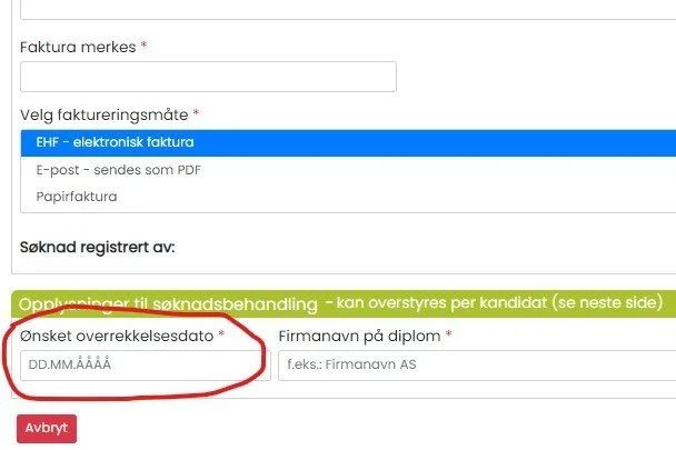 Hvorfor må man oppgi overrekkelsesdato?