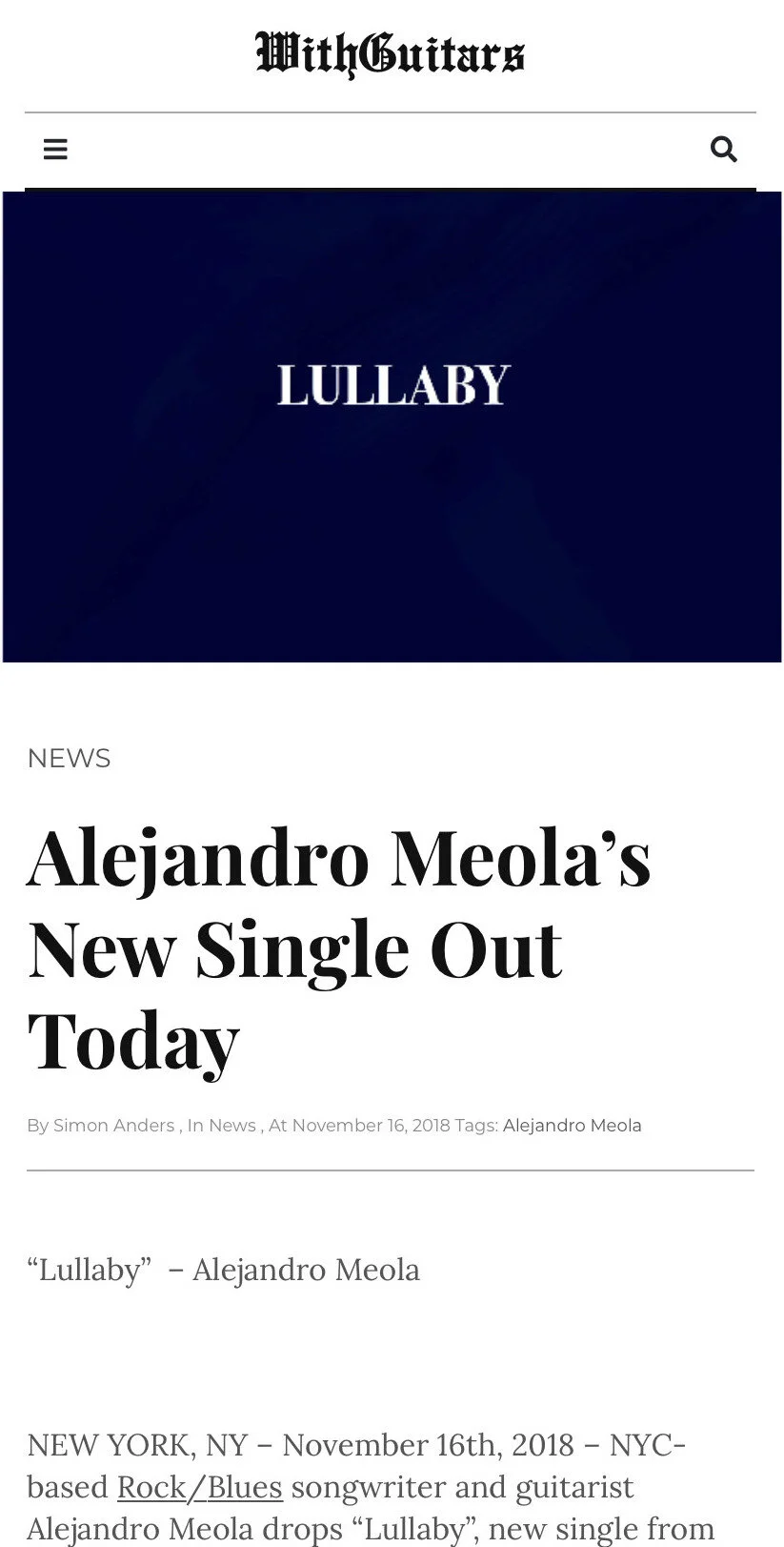 Alejandro Meola @With Guitars x Simon Anders (USA, 2018)