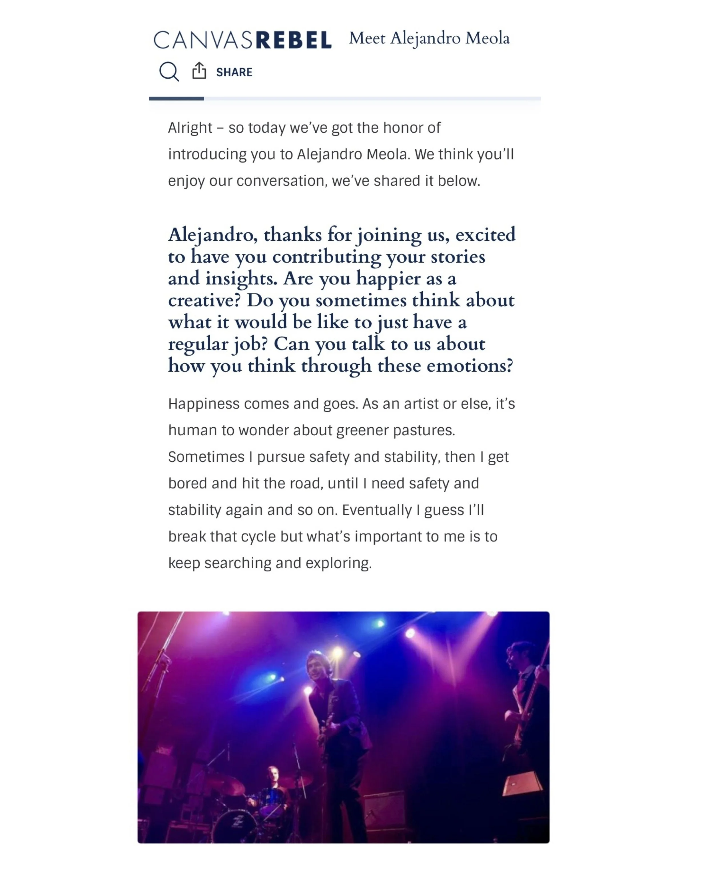 Alejandro Meola - Interview @Canvas Rebel - Spring 2023