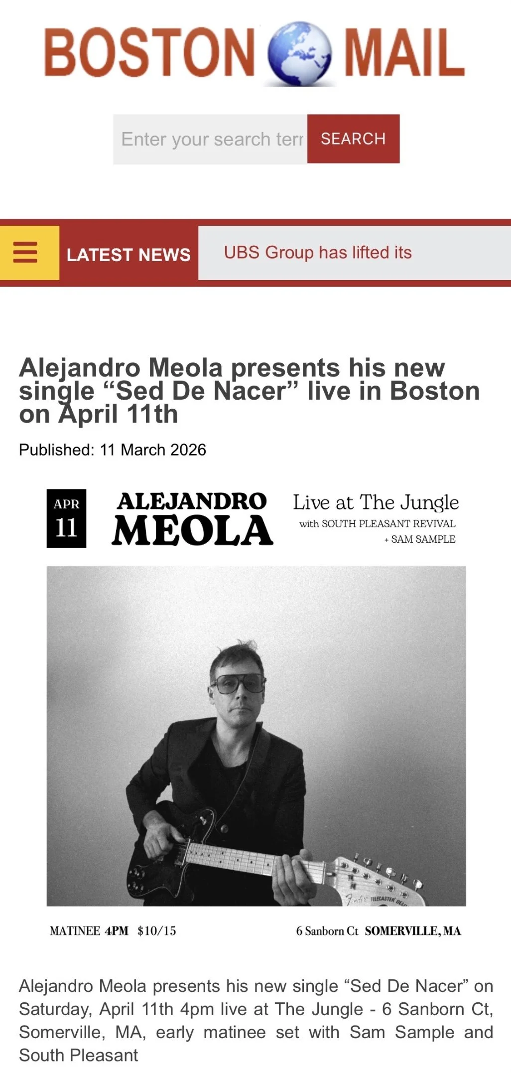 Alejandro Meola @ Boston Mail (USA March 2026)