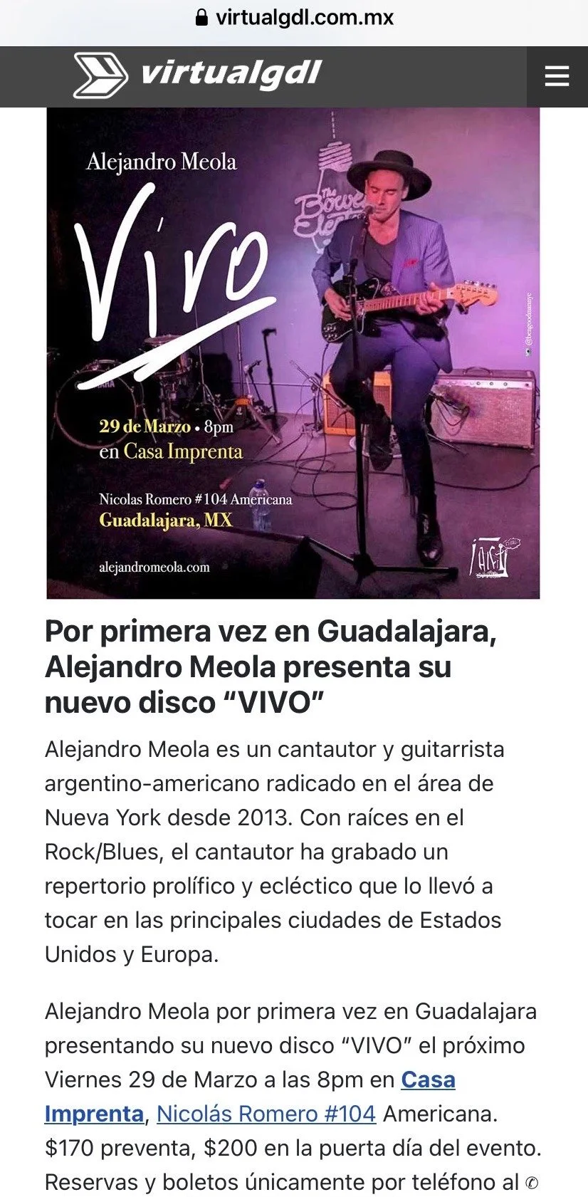 Reseña en Virtual Gdl por Miguel Medina (Guadalajara, Mexico Marzo 2024)