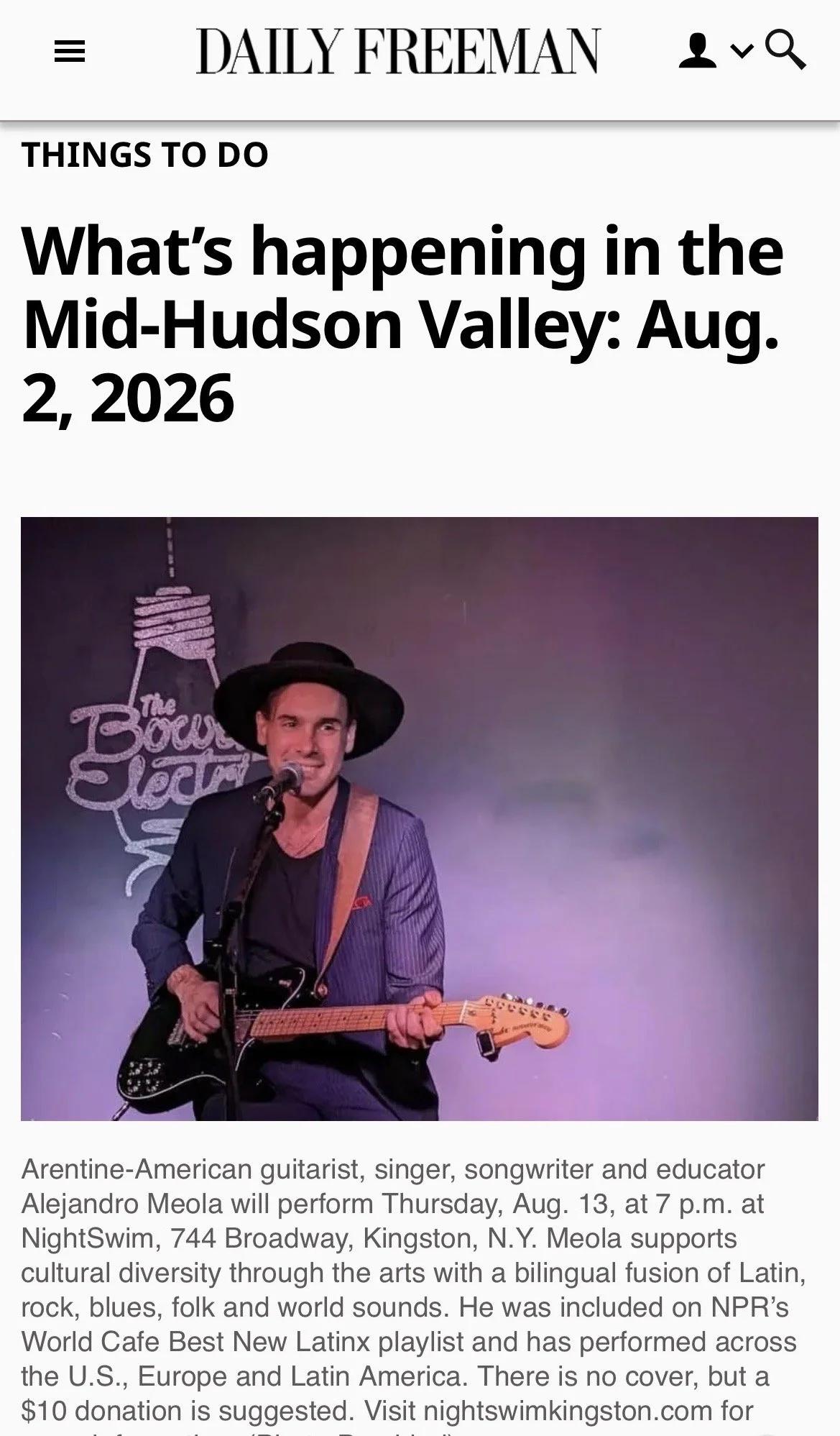 Alejandro Meola @ Daily Freeman - Kingston, NY (USA 2026)